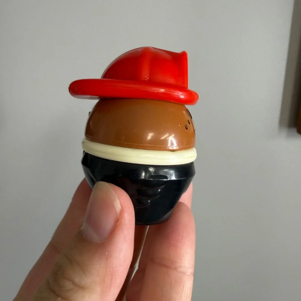 Vintage Little Tikes Toddle Tots Fireman Firefighter Red Helmet Brown Face
